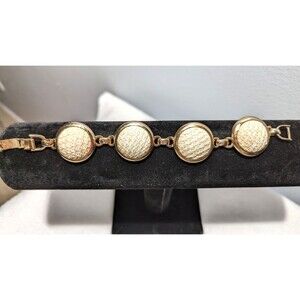 Vintage Bergere Basket Weave Fabric Panel Bracelet